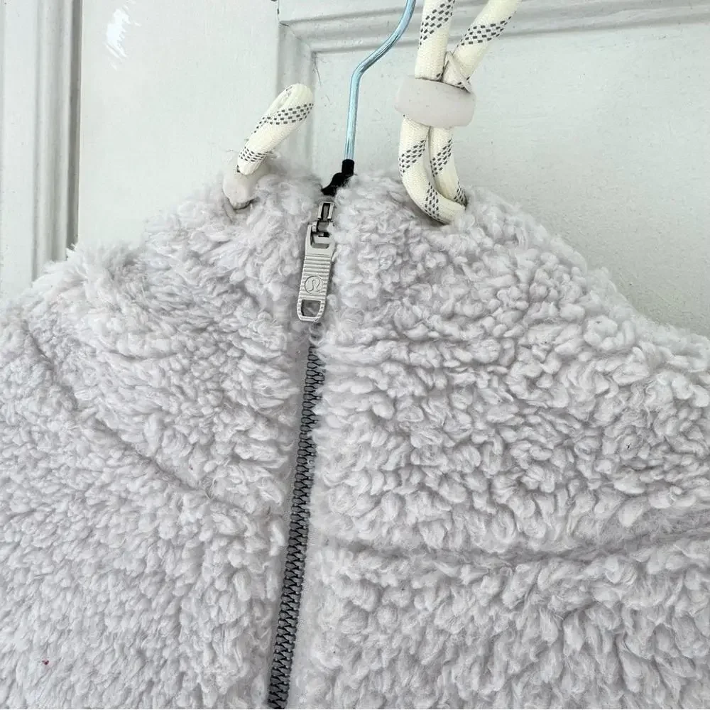 Lululemon Textured Fleece 1/2 Zip Hoodie - White Opal - 8